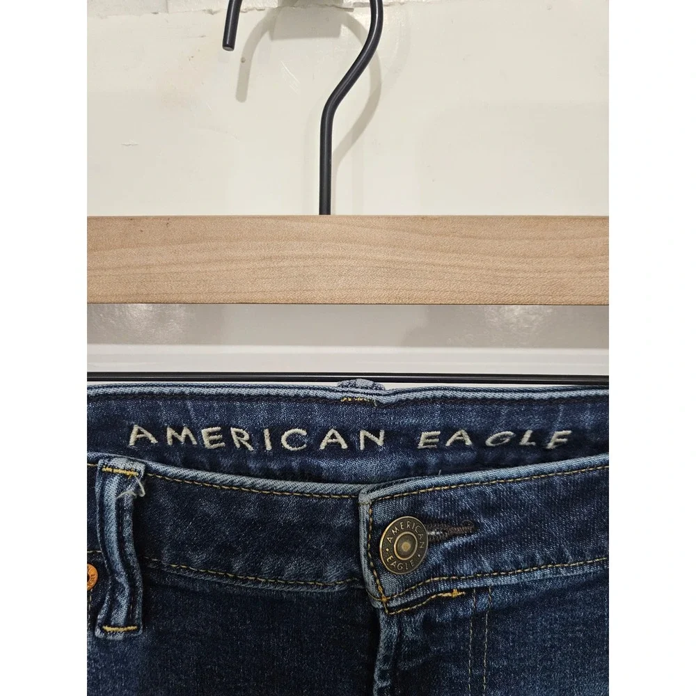 American Eagle Mens Athletic Straight Jeans Dark Wash Blue 38x32 Stretch Denim